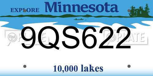 9QS622 Minnesota License Plate