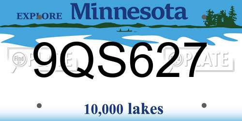 9QS627 Minnesota License Plate