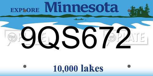 9QS672 Minnesota License Plate