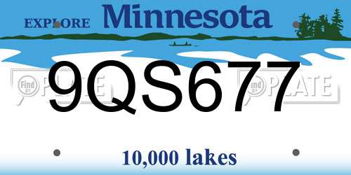 9QS677 Minnesota License Plate