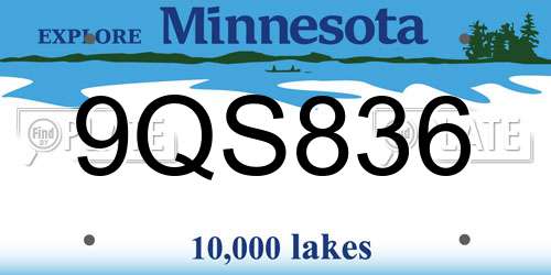 9QS836 Minnesota License Plate