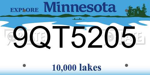 9QT5205 Minnesota License Plate