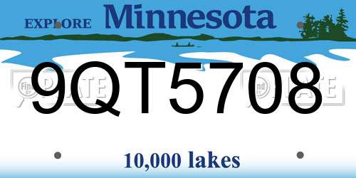9QT5708 Minnesota License Plate