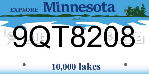 9QT8208 Minnesota License Plate