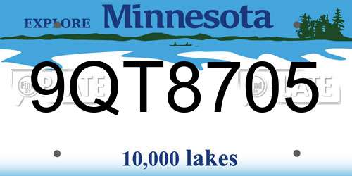 9QT8705 Minnesota License Plate