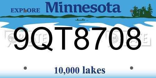 9QT8708 Minnesota License Plate