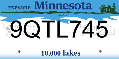 9QTL745 Minnesota License Plate