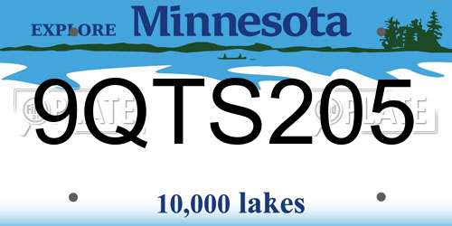 9QTS205 Minnesota License Plate