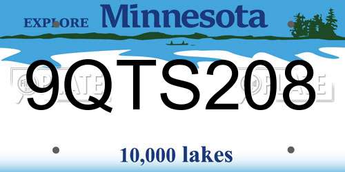 9QTS208 Minnesota License Plate