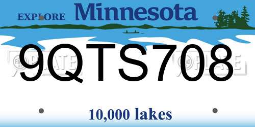 9QTS708 Minnesota License Plate