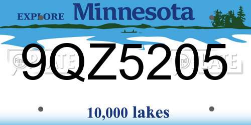 9QZ5205 Minnesota License Plate