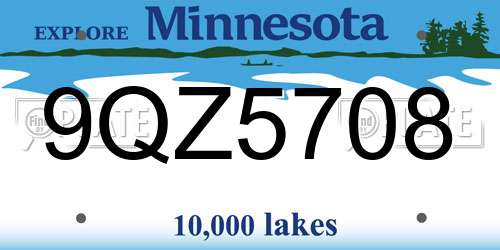 9QZ5708 Minnesota License Plate