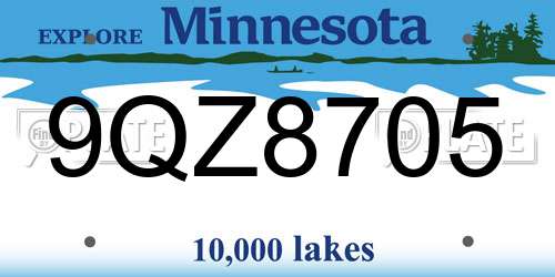 9QZ8705 Minnesota License Plate