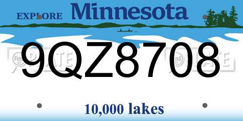 9QZ8708 Minnesota License Plate