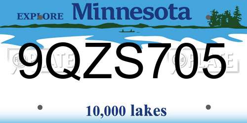 9QZS705 Minnesota License Plate