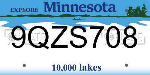 9QZS708 Minnesota License Plate