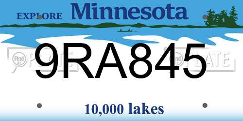 9RA845 Minnesota License Plate