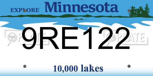 9RE122 Minnesota License Plate