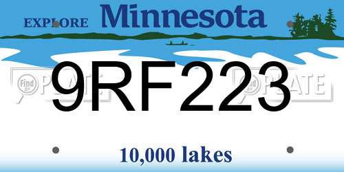 9RF223 Minnesota License Plate