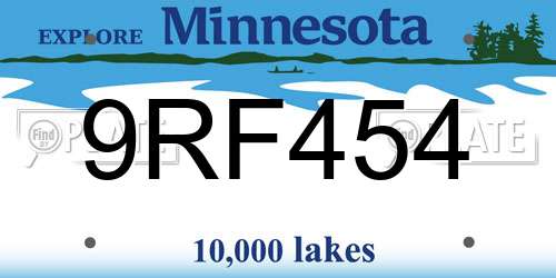 9RF454 Minnesota License Plate