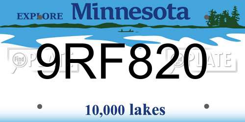 9RF820 Minnesota License Plate