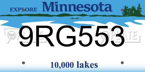 9RG553 Minnesota License Plate