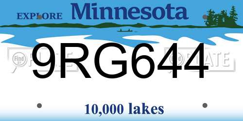 9RG644 Minnesota License Plate