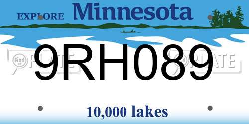 9RH089 Minnesota License Plate