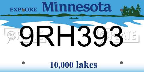9RH393 Minnesota License Plate
