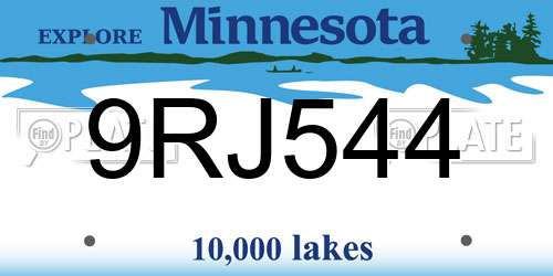 9RJ544 Minnesota License Plate