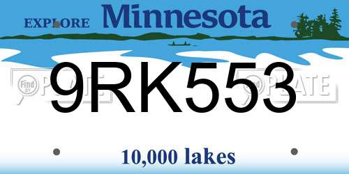 9RK553 Minnesota License Plate