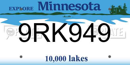 9RK949 Minnesota License Plate