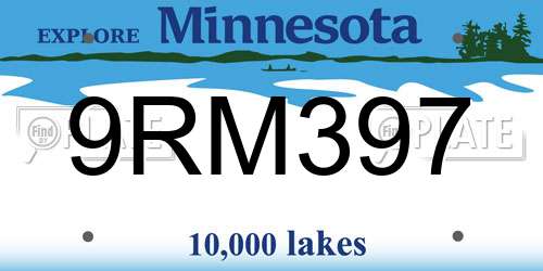 9RM397 Minnesota License Plate
