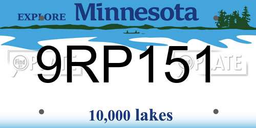 9RP151 Minnesota License Plate