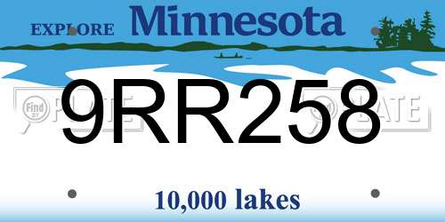 9RR258 Minnesota License Plate