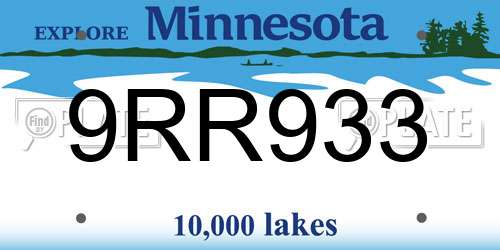 9RR933 Minnesota License Plate