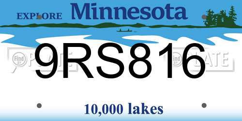 9RS816 Minnesota License Plate