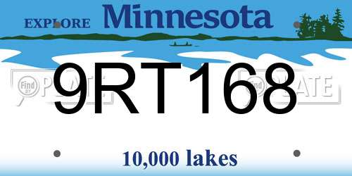 9RT168 Minnesota License Plate