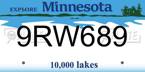 9RW689 Minnesota License Plate