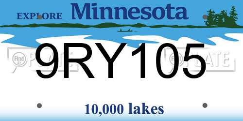 9RY105 Minnesota License Plate