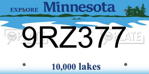 9RZ377 Minnesota License Plate