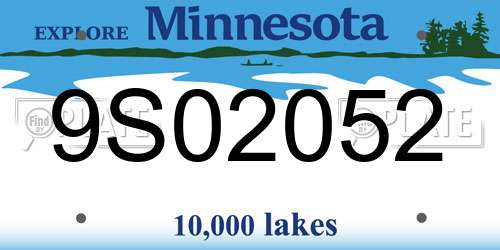 9S02052 Minnesota License Plate