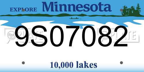 9S07082 Minnesota License Plate