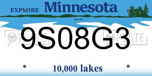 9S08G3 Minnesota License Plate