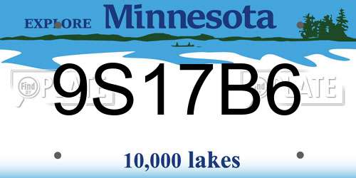 9S17B6 Minnesota License Plate