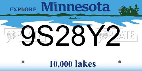9S28Y2 Minnesota License Plate