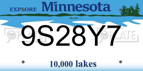 9S28Y7 Minnesota License Plate