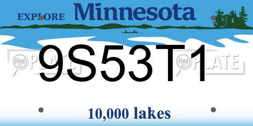9S53T1 Minnesota License Plate