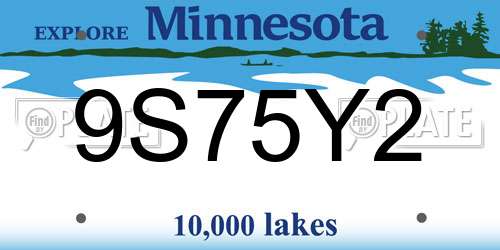 9S75Y2 Minnesota License Plate