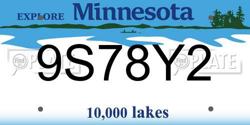 9S78Y2 Minnesota License Plate